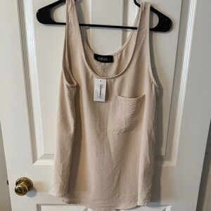 fab'rik Neutral Cream Scoop Neck Pocket Tank